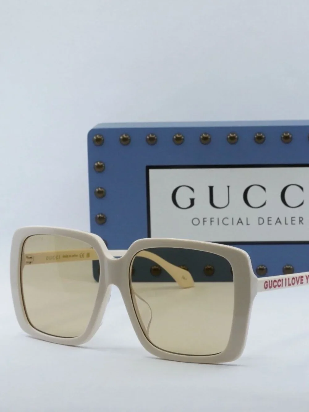 Gucci GG0567SAN 006 Square Women Sunglasses - Ivory / Brown